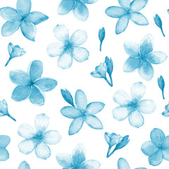 Seamless pattern with tropical flowers plumeria(frangipani). - 306906643