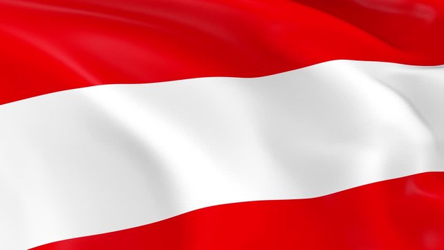 Photo realistic slow motion 4KHD flag of the Austria waving in the wind.  Seamless loop animation with highly detailed fabric texture in 4K resolution.