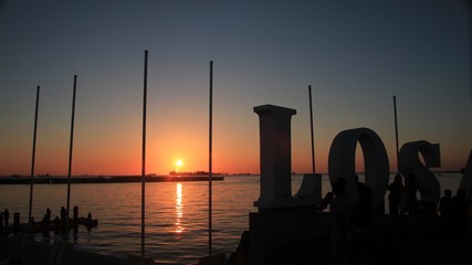 Sunset in Losari beach, Ujung Pandang, Makassar, Indonesia