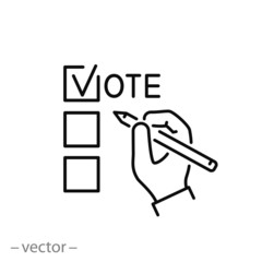 vote poll icon, government congress election, democracy concept,  outline politician thin line web symbol on white background - editable stroke vector illustration eps 10