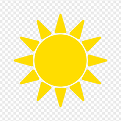 Flat sun Icon. Summer pictogram on transparent background. Sunlight symbol. Vector illustration, EPS10