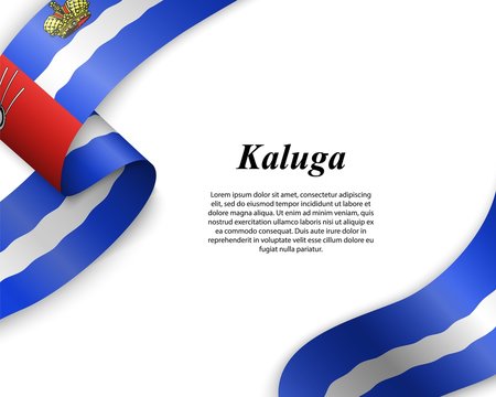 Waving ribbon with flag of kaluga