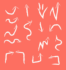 Illustration of Grunge Sketch Handmade Watercolor Doodle Vector Arrow Set Collection