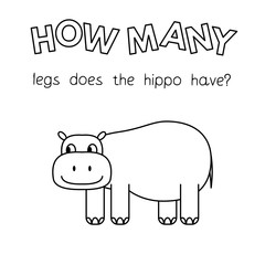 Cartoon Hippo Counting Game Coloring Book