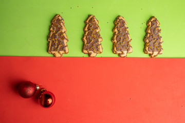 Christmas tree-shaped Christmas cookie with chocolate