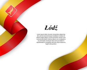 Waving ribbon with flag of lodz