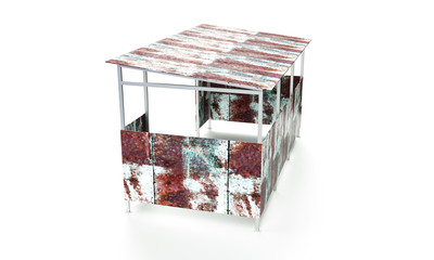 3d illustration of an empty Billboard at a bus stop on the white background.