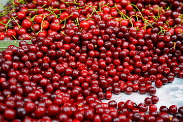 Fresh organic cherries at a farmers market