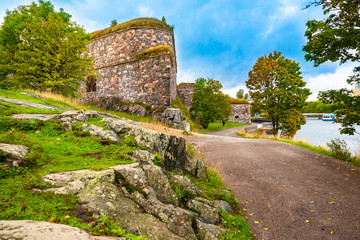 Fototapeta na wymiar Helsinki. Finland. The Fortress Of Suomenlinna. Stone walls of the fortress Sveaborg. Travelling to Helsinki. An ancient fortress in Scandinavia. Sights Of Helsinki.