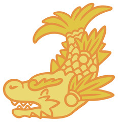 シャチホコのイラスト_笑顔_金色