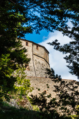 Ancient medieval town of San Leo. Churches and castle that made history. Rimini, Italy