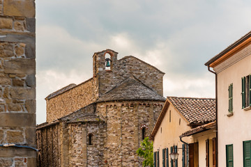 Ancient medieval town of San Leo. Churches and castle that made history. Rimini, Italy