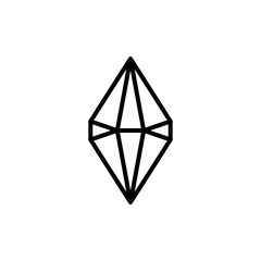 Hexagonal diamond outline icon is a simple trendy style. Vector logo of gemstone.