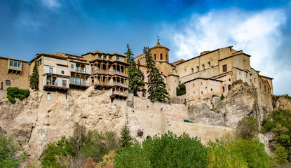 Naklejka na ściany i meble Panoramic view of Cuenca and famous hanging houses, Spain.
