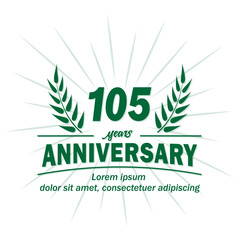 105 years logo design. One hundred five years anniversary vector and illustration.