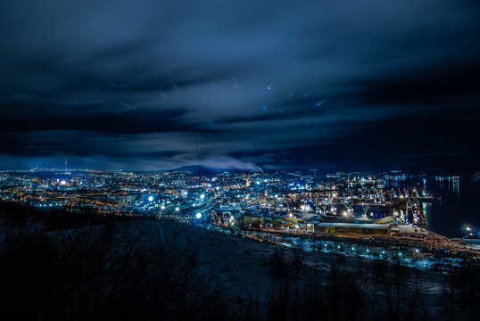 Murmansk City Scape At Night