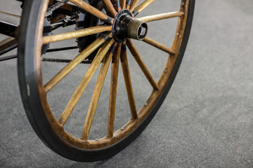 Old wheel isolated.Vintage Car Wheels - Classic Vehicles.