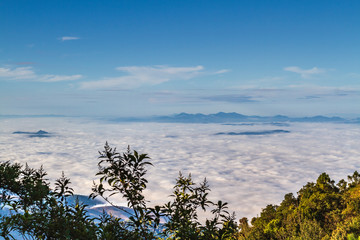 Obraz na płótnie Canvas Mountain and mist views at Doi Inthanon National Park, Chiang Mai, Thailand