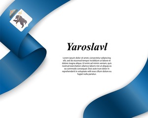 Waving ribbon with flag of yaroslavl