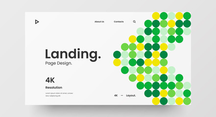 Creative horizontal website screen part for responsive web design project development. Abstract geometric pattern banner layout mock up. Corporate landing page block vector illustration template.