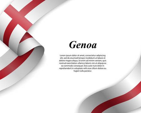 Waving ribbon with flag genoa