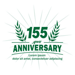 155 years logo design. One hundred fifty five years anniversary vector and illustration.