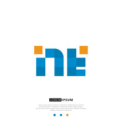 NE N E Logo Monogram with Blue and yellow Colors. modern letter logo design