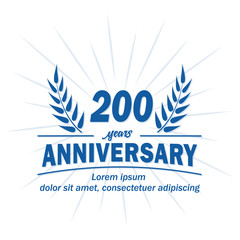 200 years logo design. Two hundred years anniversary vector and illustration.