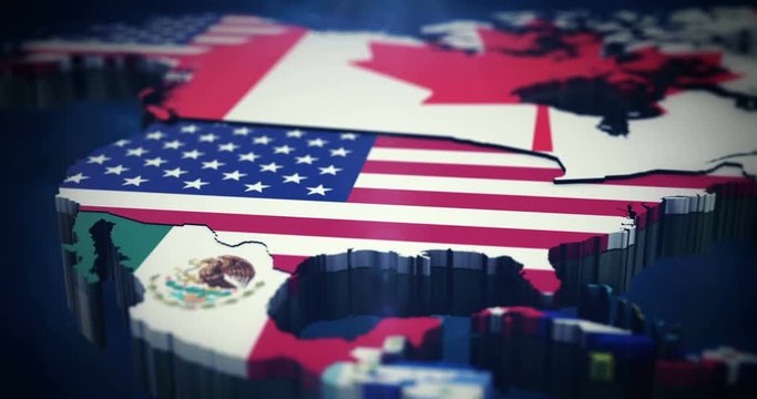 4k North America Flag Map 3x10 Secs