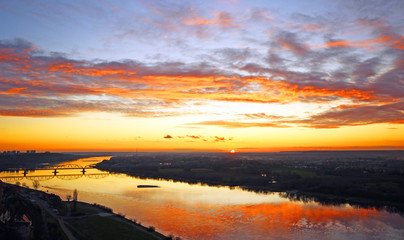 Sunset on the Vistula in Grudziadz. Poland