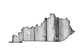 Karte von Kentucky auf verwittertem Holz