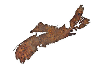 Karte von Nova Scotia auf rostigem Metall