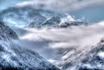 clouds in the mountains
