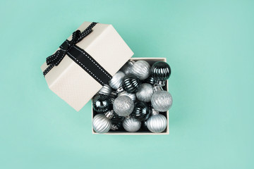 Christmas baubles flatlay