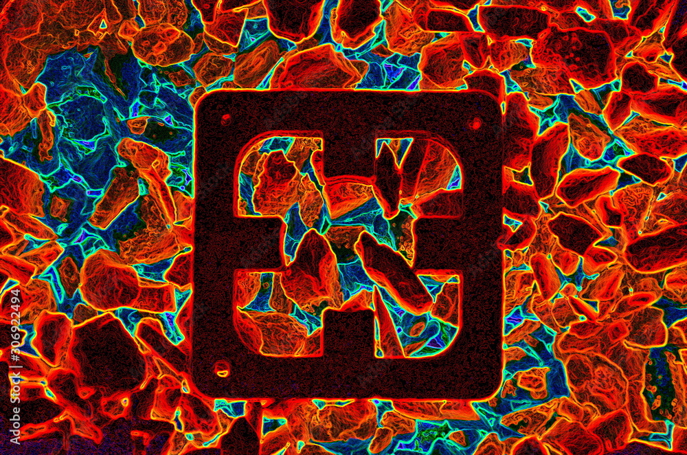 Aufkleber bright abstract background with the image of a stone texture and symbol.