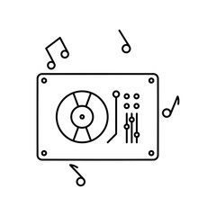 DJ Music mixture icon. Outline thin line flat illustration. Isolated on white background. 