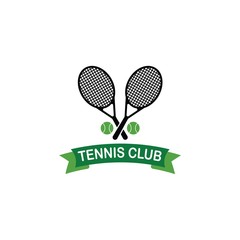 Tennis club logo with simple text designs. Sport vector illustration for tennis club