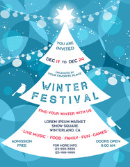 Fototapeta na wymiar Poster for winter festival with invitational text and many decorative details.