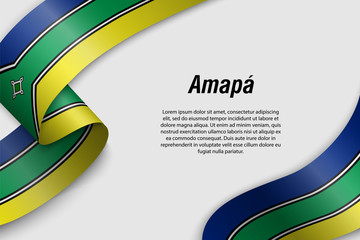 Waving ribbon or banner with flag amapa