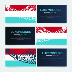 Banner Flag of Luxembourg ,Contain Random Arabic calligraphy Letters Without specific meaning in English ,Vector illustration