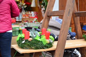 christmas wreath with red candles