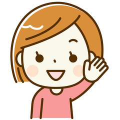 手をあげる女性