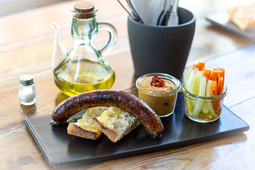 Delicious Spanish tapas at the bar in summer