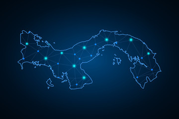 Map of Panama. Wire frame 3D mesh polygonal network line, design sphere, dot and structure. communications map of Panama. Vector Illustration EPS10. - Vector