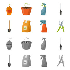 Vector design of garden and horticulture icon. Set of garden and agriculture stock vector illustration.