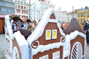 gingerbread house on republic square in plzen