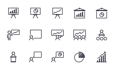 Set of Presentation,Meeting, Seminar vector icon illustration