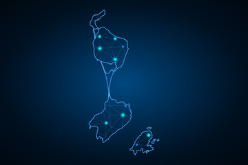Map of Saint Pierre and Miquelon. Wire frame 3D mesh polygonal network line, design sphere, dot and structure. communications map of Saint Pierre and Miquelon. Vector Illustration EPS10. - Vector