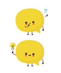 Cute happy speech bubble with question mar
