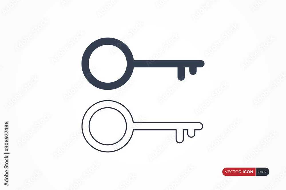 Poster key icon vector isolated on white background. flat vector icon design template element
